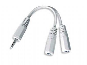 Кабель Cablexpert CCA-415W White (audio 1x3.5 to 2x3.5) 10сm