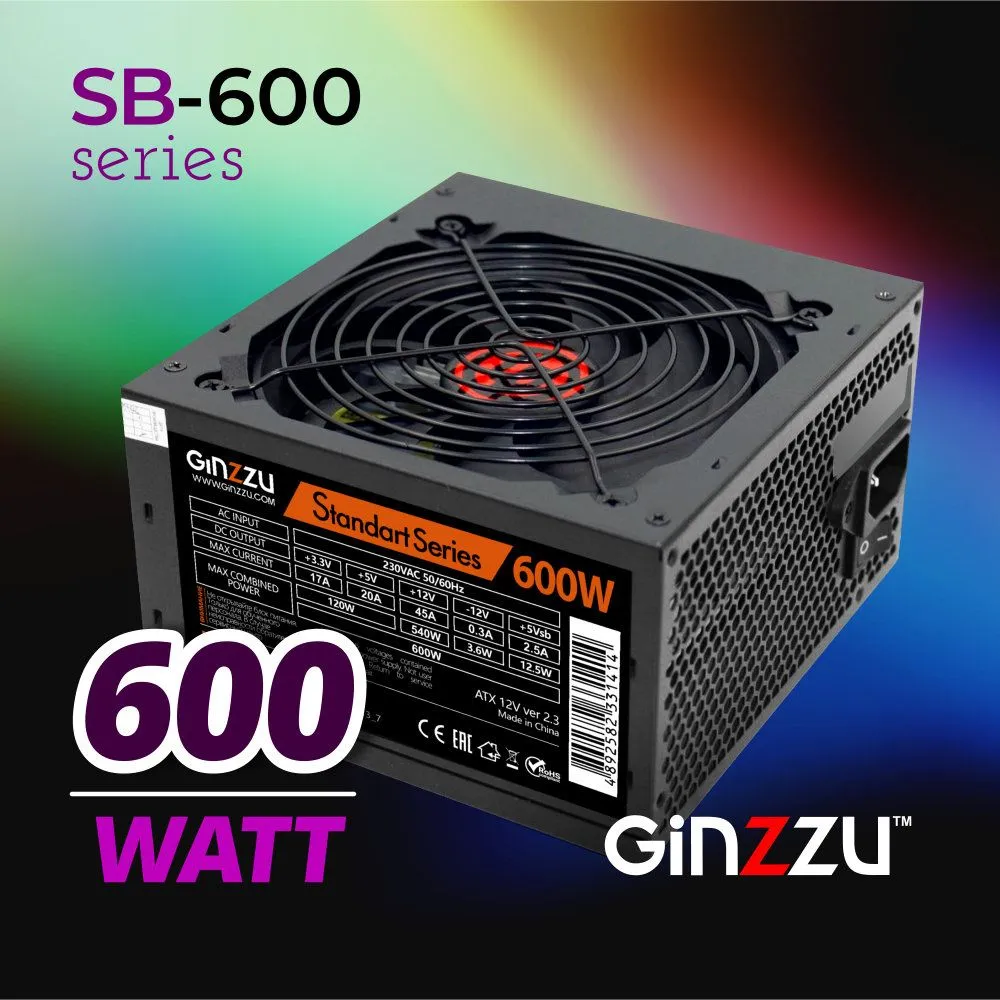 Блок питания 600W Ginzzu SB600