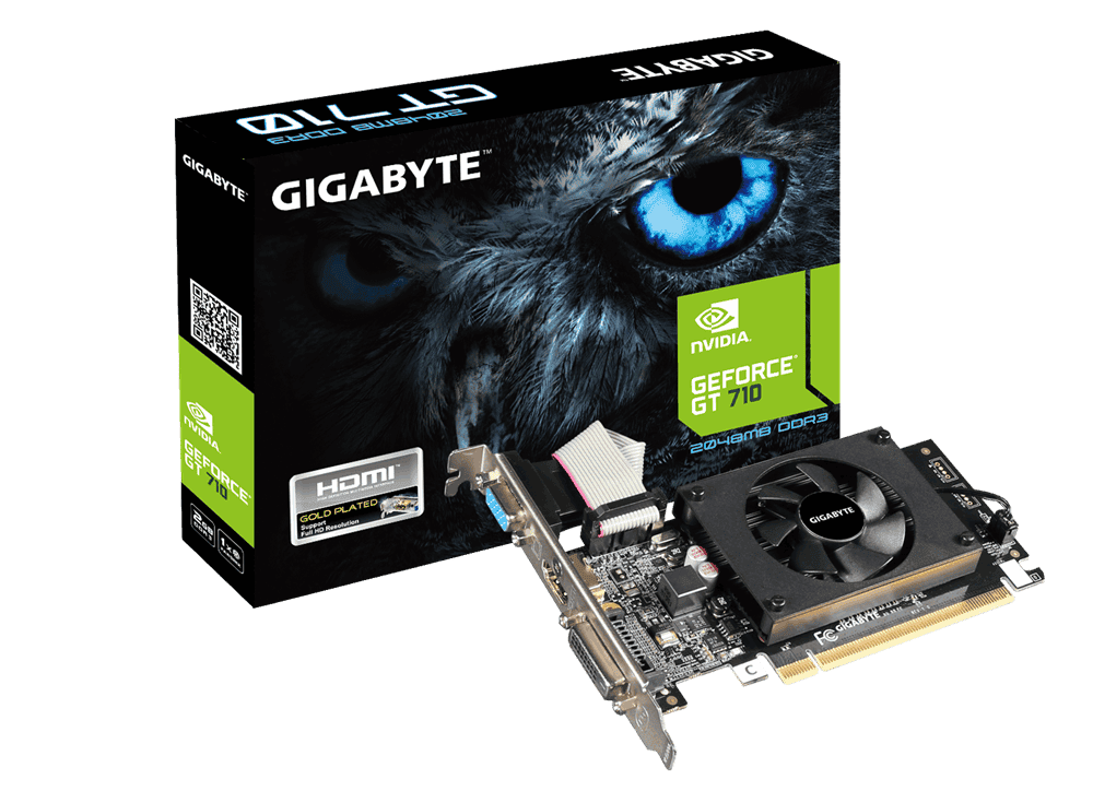 Видеокарта 710 Gigabyte GV-N710D3-2GL 2Gb GDDR3 64bit 954/1600MHz