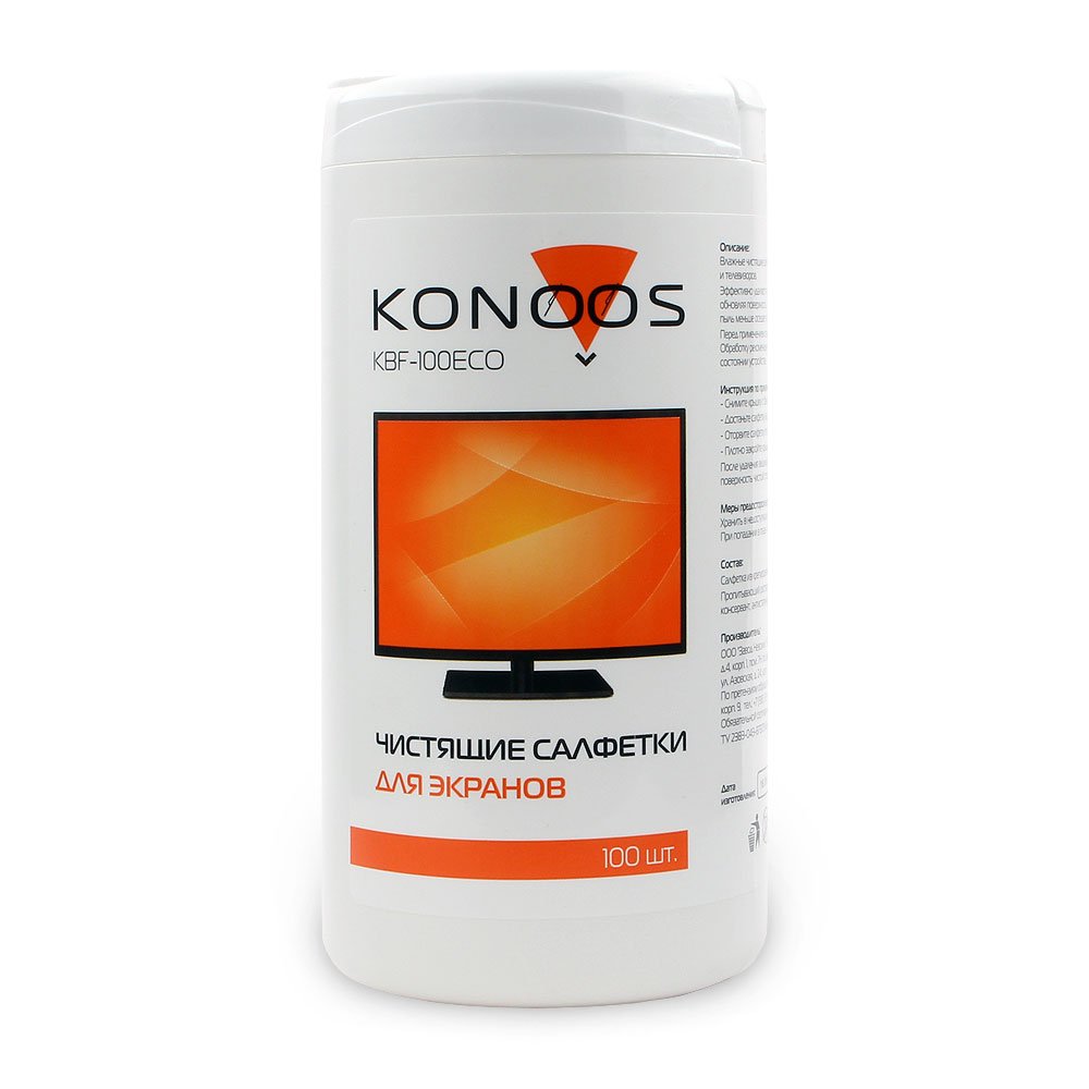 Салфетки Konoos KBF-100ECO Влажные (крепированная бумага), туба 100 шт