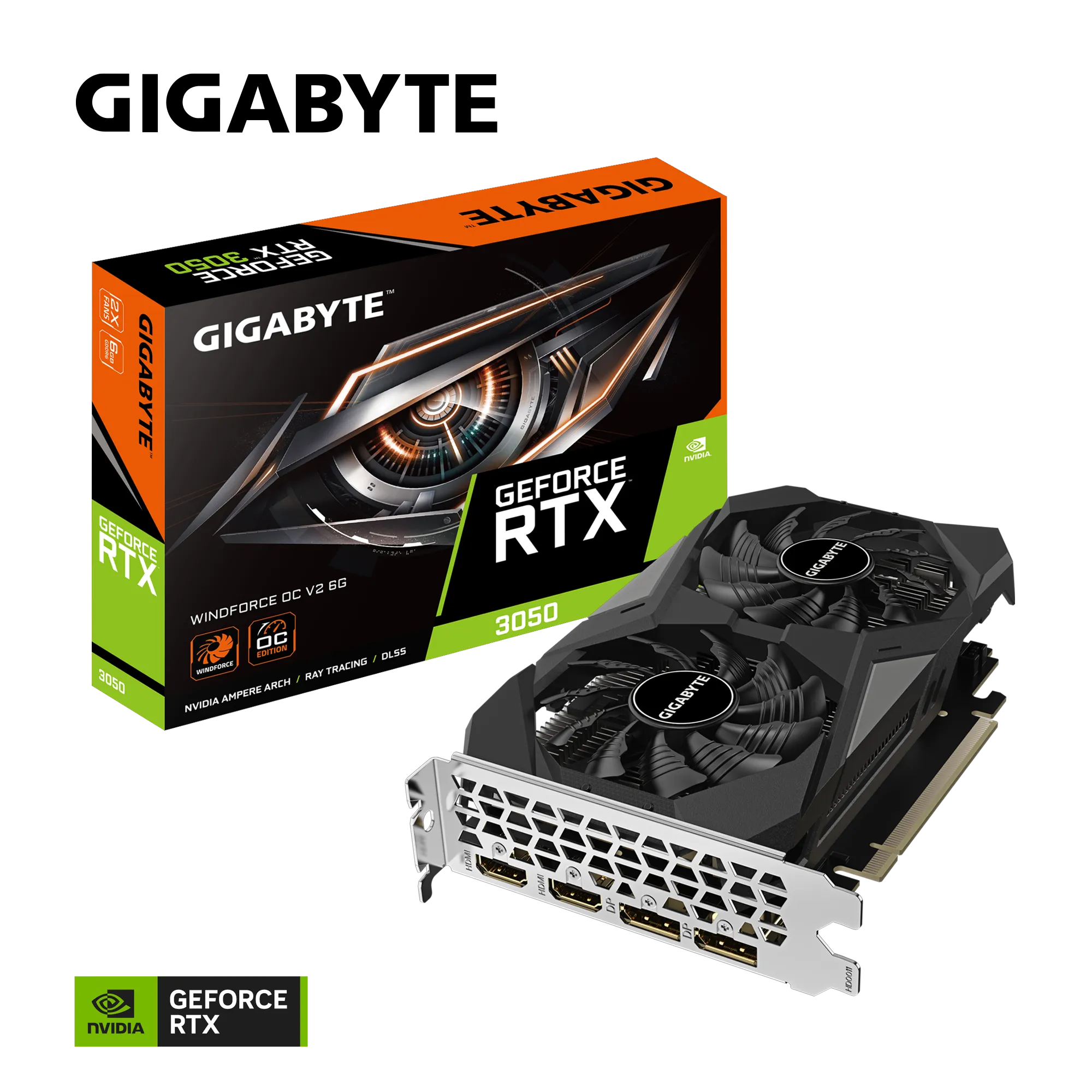 Видеокарта Gigabyte RTX 3050 Windforce OC V2 (GV-N3050WF2OCV2-6GD)