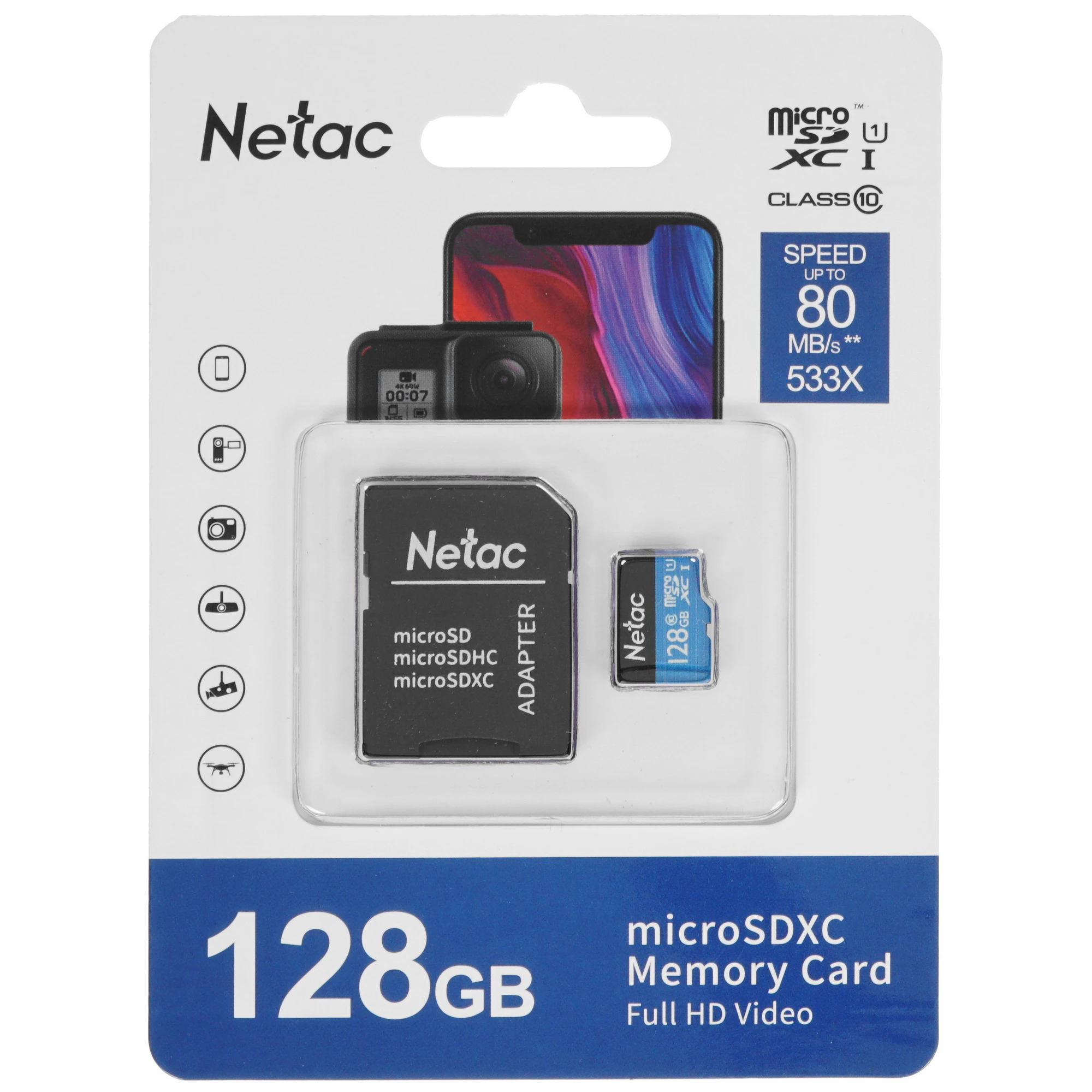 Карта памяти 128Gb Netac P500 Standard (NT02P500STN-128G-R)