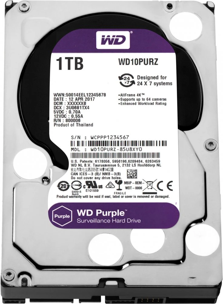 Жесткий диск 1Tb Western Digital Purple (WD10PURZ-85)