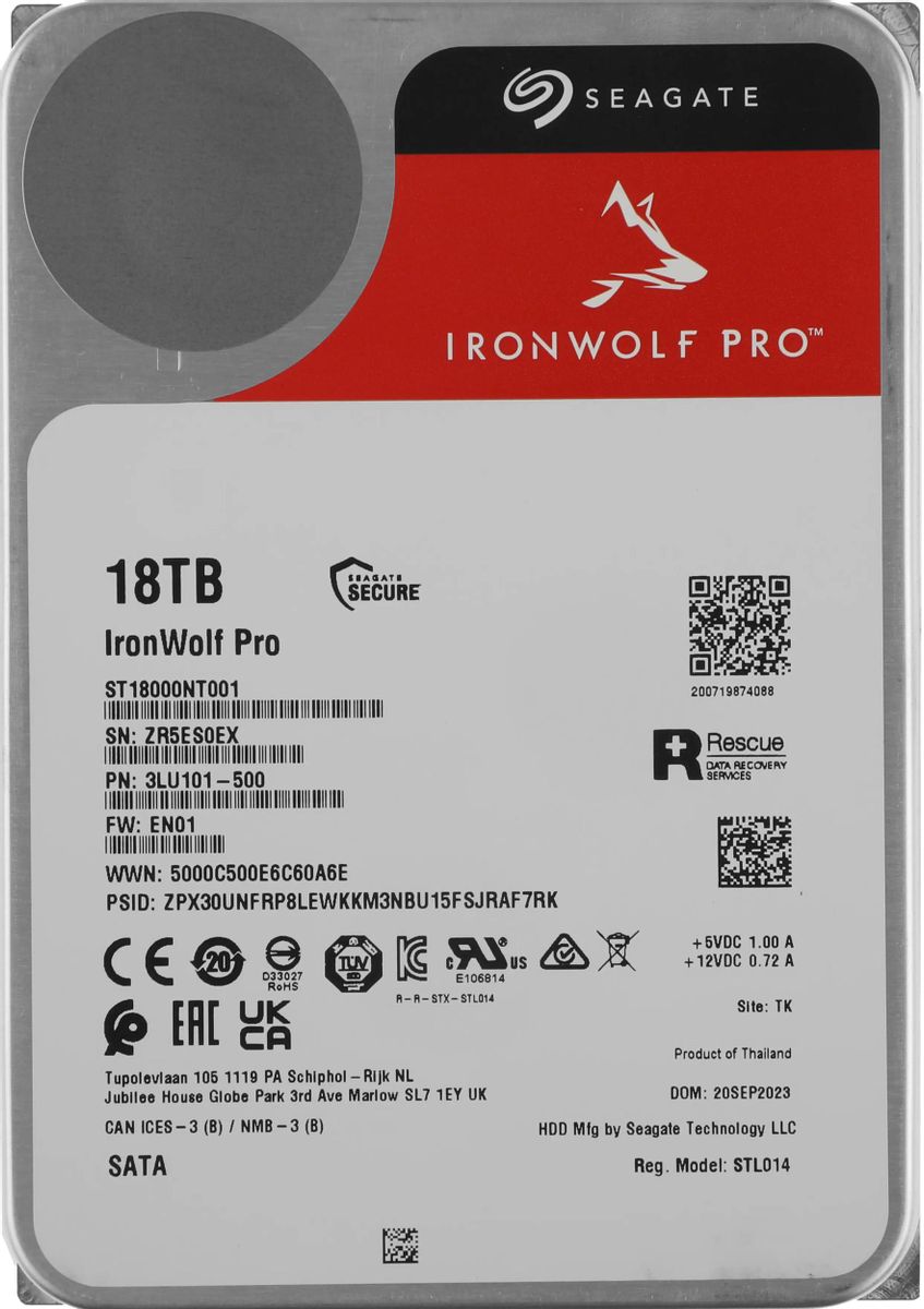 Жесткий диск 18Tb Seagate Ironwolf Pro (ST18000NT001)