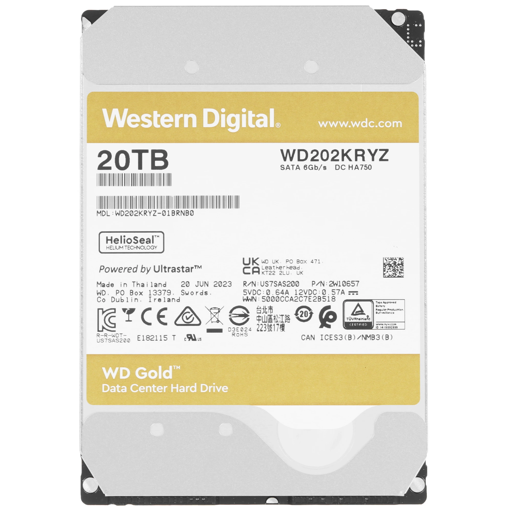 Жесткий диск 20Tb Western Digital Gold (WD202KRYZ)
