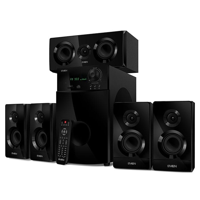 Колонки Sven HT-210 Black (5.1, 125W, пульт ДУ, MMC, SD, USB)