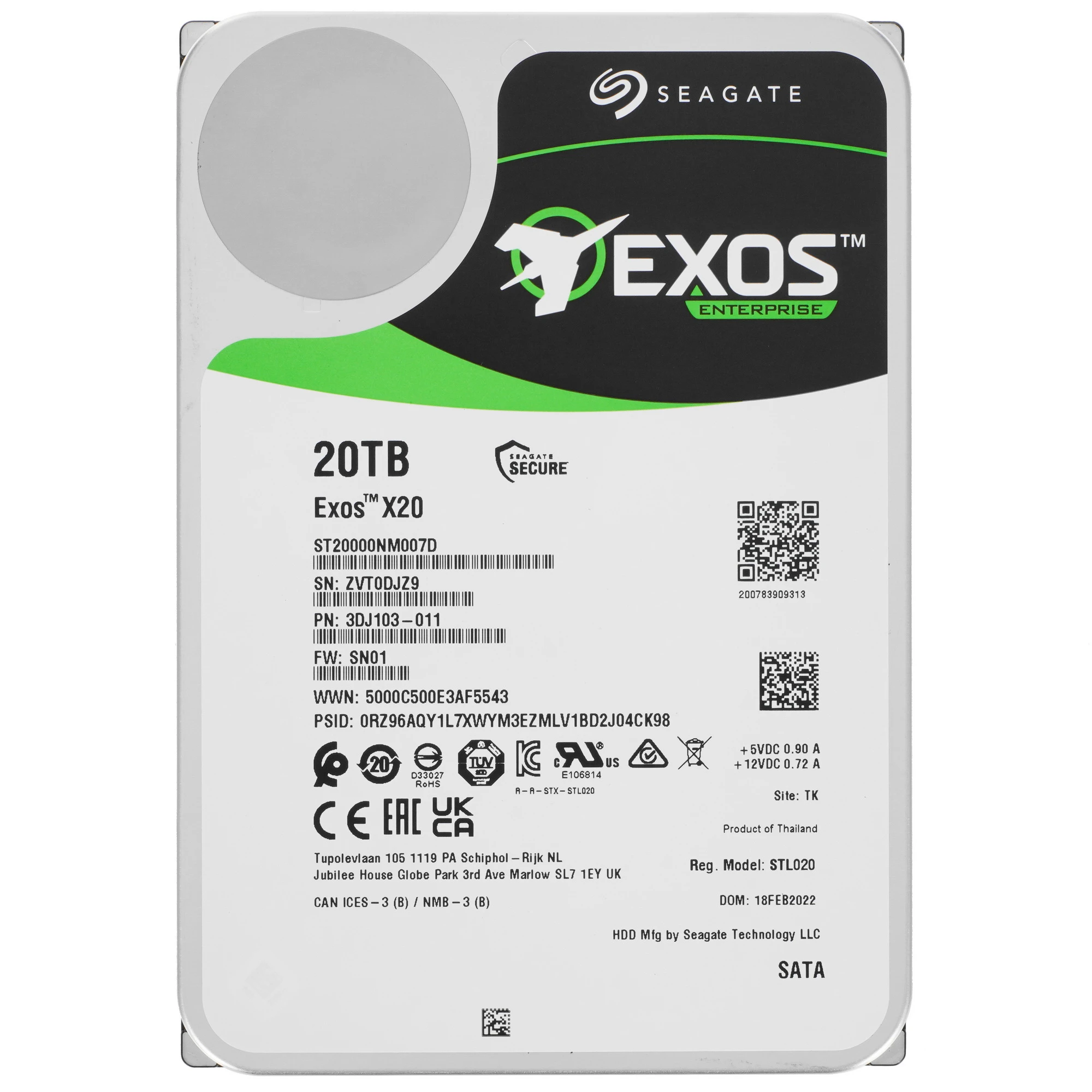 Жесткий диск 20Tb Seagate Exos X20 (ST20000NM007D)