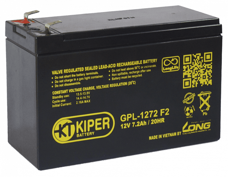 Аккумулятор для ИБП 7.2Ah Kiper GPL-1272 F2