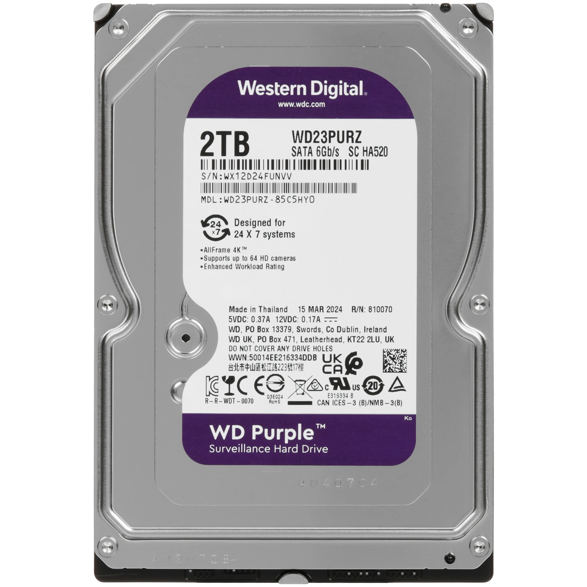 Жесткий диск 2Tb Western Digital Purple (WD23PURZ)