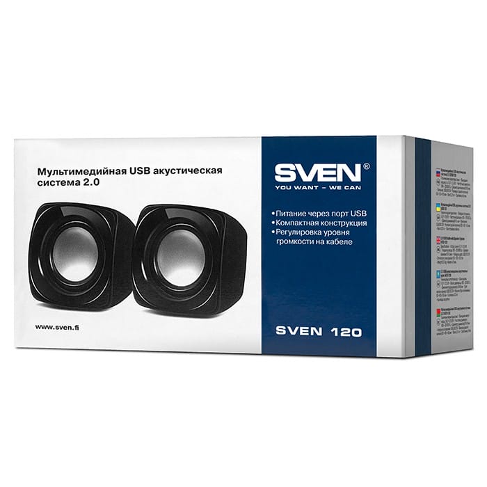 Колонки 2.0 Sven 120 Black (2x2.5W) USB