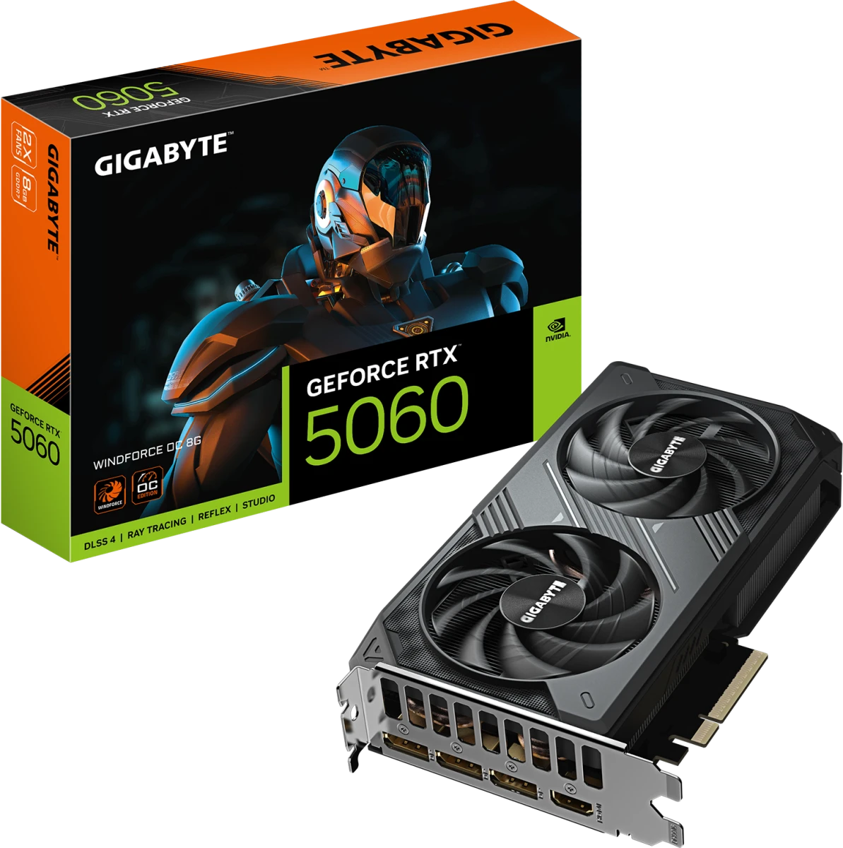 Видеокарта Gigabyte RTX 5060 Windforce OC 8G (GV-N5060WF2OC-8GD)