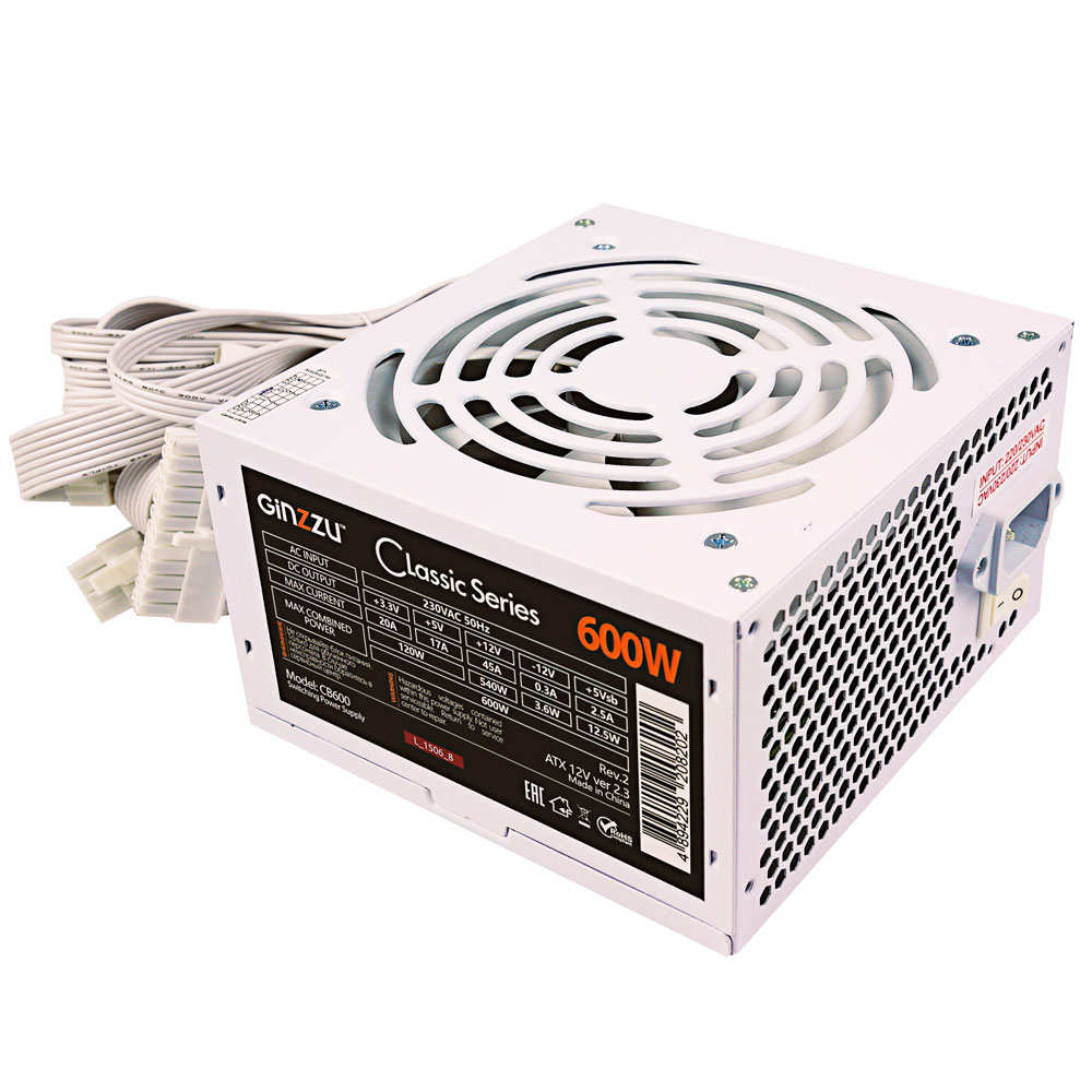 Блок питания 600W Ginzzu CB600 (белый)