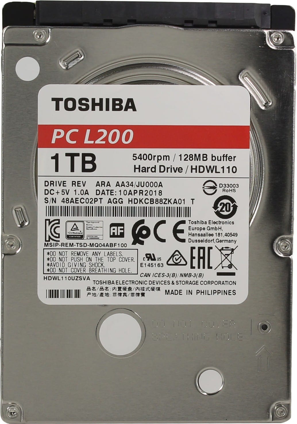 Жесткий диск 1Tb Toshiba L200 (HDWL110UZSVA)