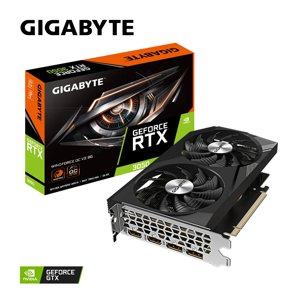 Видеокарта Gigabyte RTX 3050 WINDFORCE OC V2 8G (GV-N3050WF2OCV2-8GD)