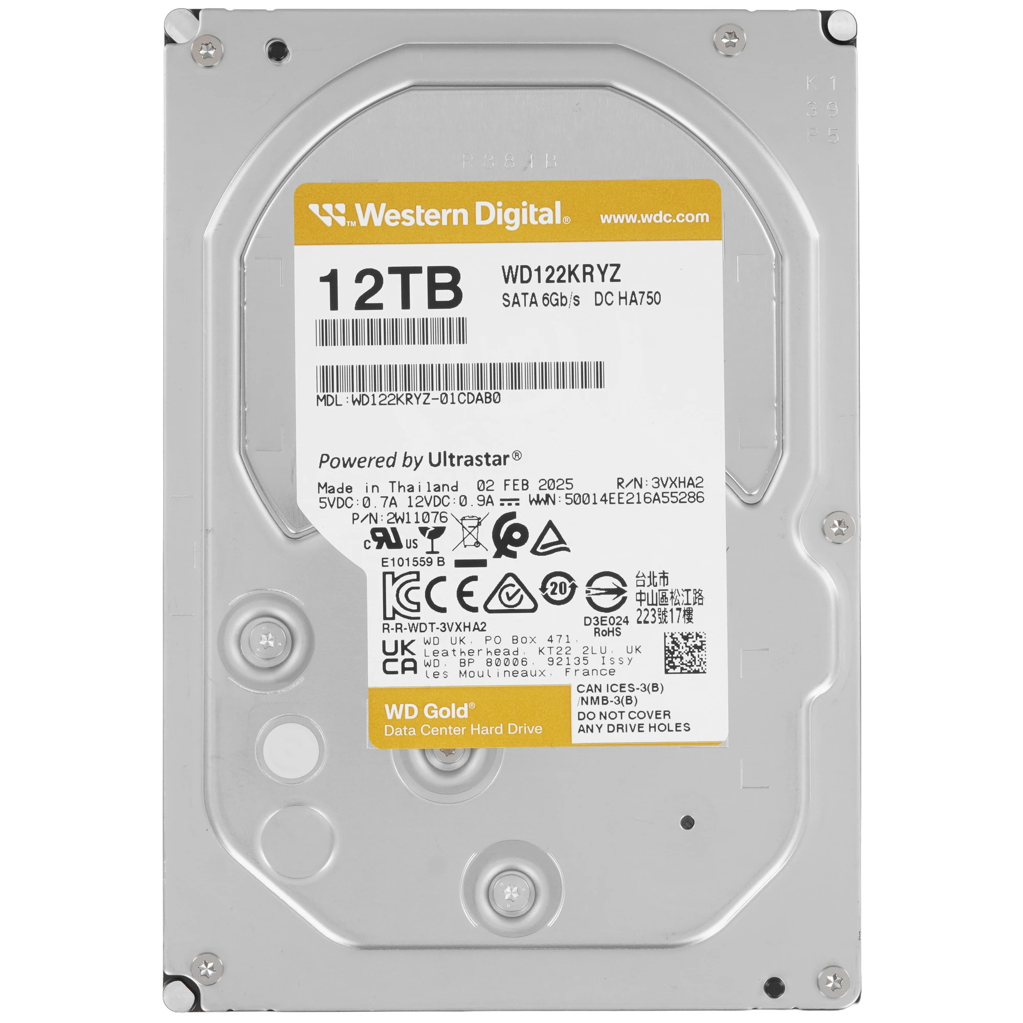 Жесткий диск 12Tb Western Digital Gold (WD122KRYZ)