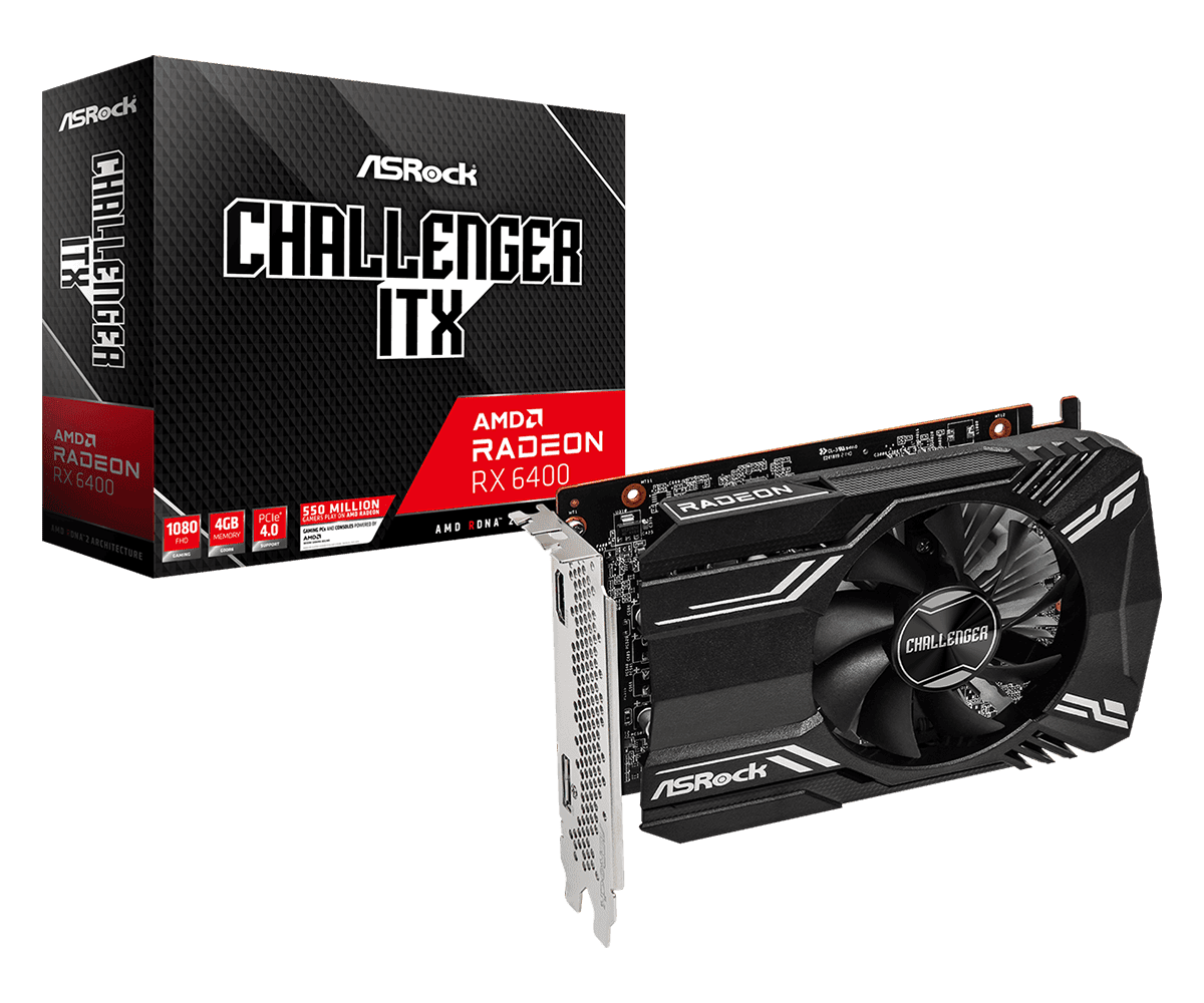 Видеокарта ASRock RX 6400 Challenger ITX 4Gb (RX6400 CLI 4G)