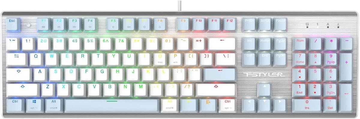 Клавиатура A4Tech Fstyler FS100 Neon (серебристый/голубой)