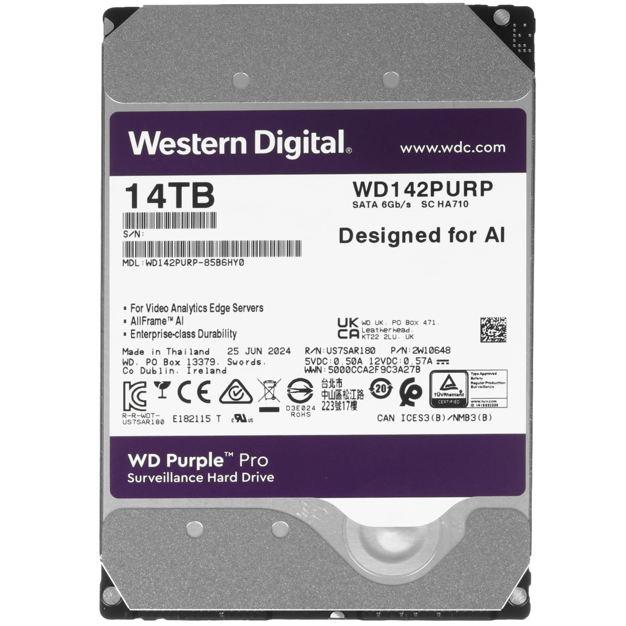 Жесткий диск 14Tb Western Digital Purple Pro (WD142PURP)