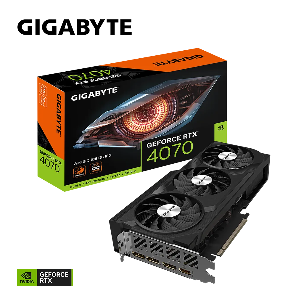 Видеокарта Gigabyte RTX 4070 WindForce OC 12G (GV-N4070WF3OC-12GD)