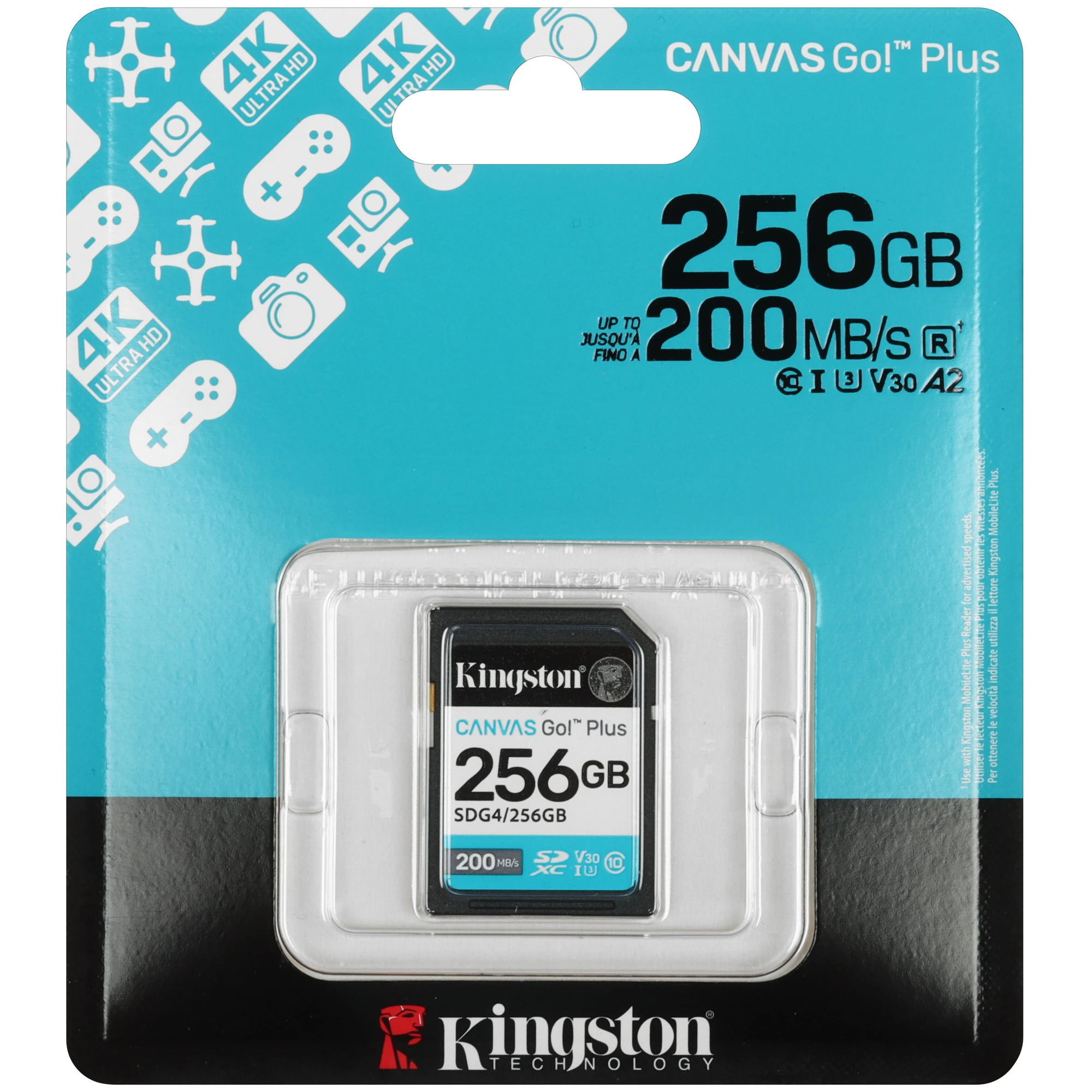 Карта памяти 256Gb Kingston Canvas Go Plus Gen4 (SDG4/256GB)