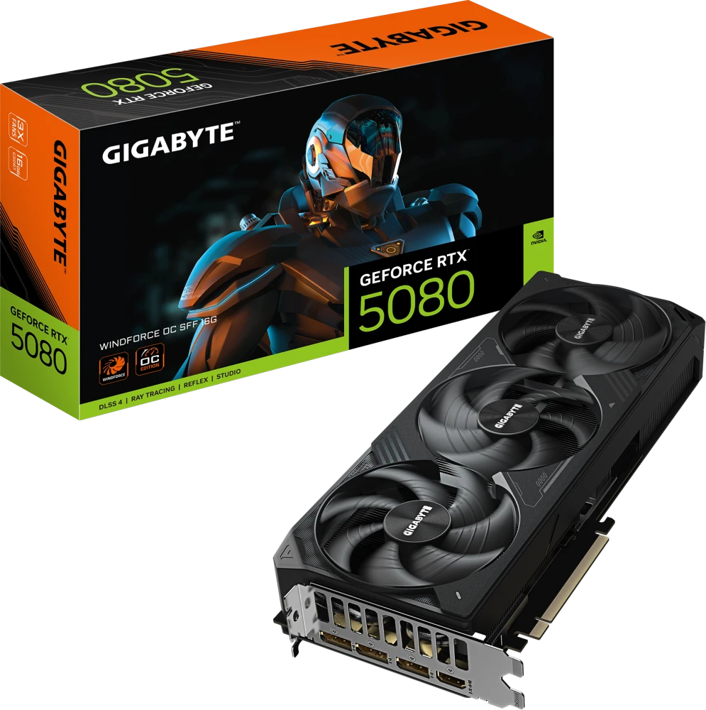 Видеокарта Gigabyte RTX 5080 Windforce OC SFF 16G (GV-N5080WF3OC-16GD)
