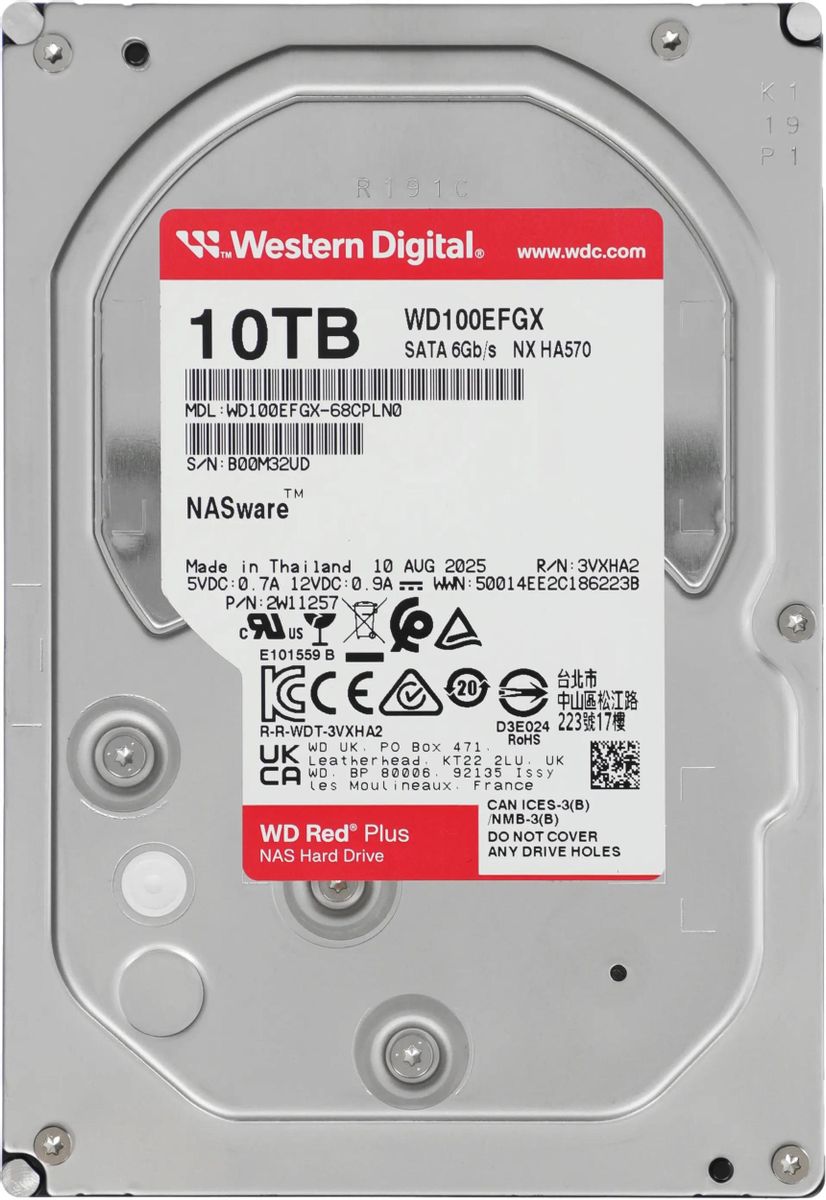 Жесткий диск 10Tb Western Digital Red Plus (WD100EFGX)