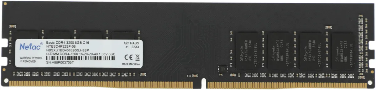Модуль памяти 8Gb Netac Basic (NTBSD4P32SP-08J)