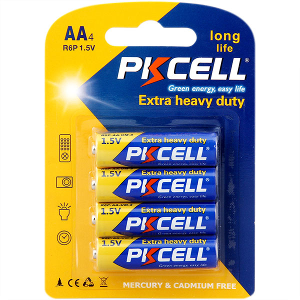 Батарейки PKCELL R6P-4B (AA, 1.5В, 4шт, в блистере)