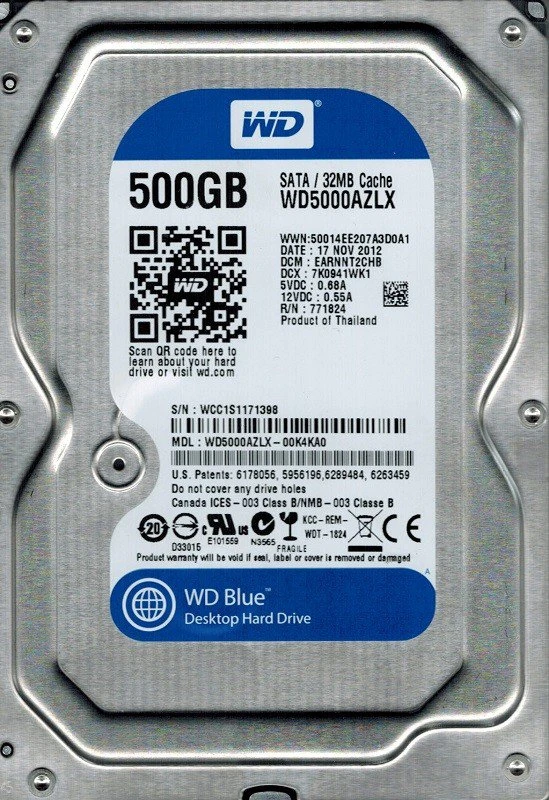 Жесткий диск 500Gb Western Digital Blue (WD5000AZLX) (OEM)