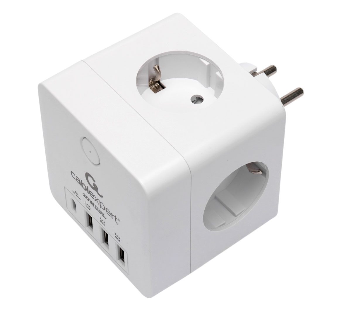 Сетевой фильтр Cablexpert CUBE-4-СU3-W