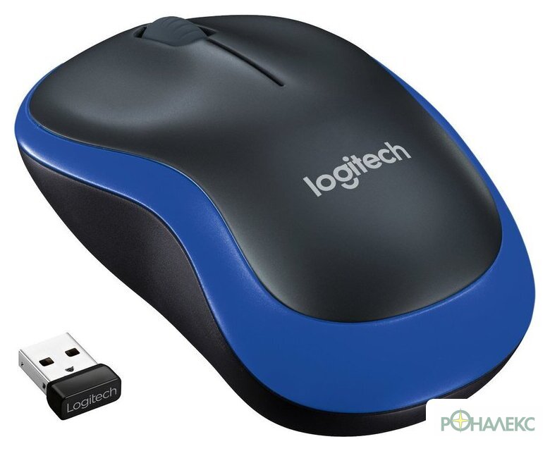 Мышь Logitech M185 (черный/синий) - фото2