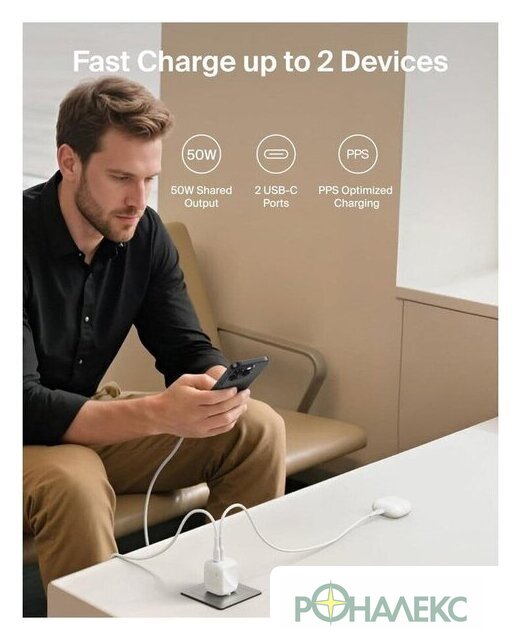 Сетевое зарядное Belkin WCH019KQWH (белый) - фото2