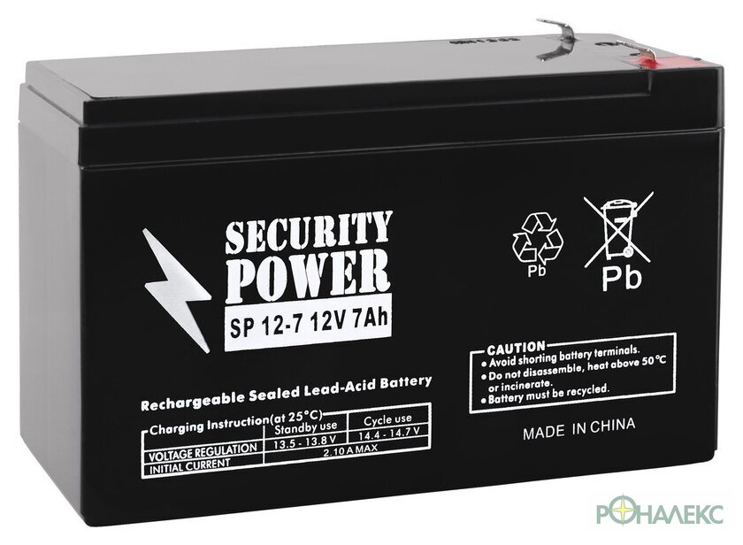 Аккумулятор для ИБП Security Power SP 12-7 F1 (12В/7 А·ч) - фото