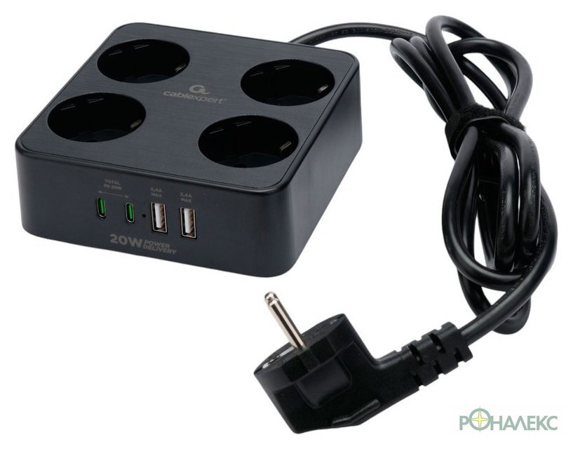 Сетевой фильтр Cablexpert PLT-4-C2U2-B-2 - фото