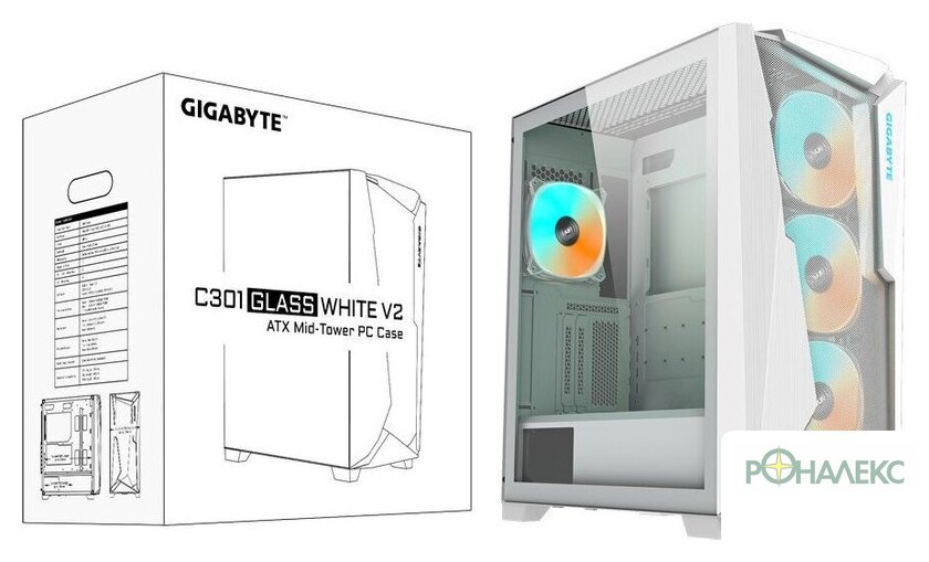 Корпус Gigabyte C301 Glass White V2 - фото2