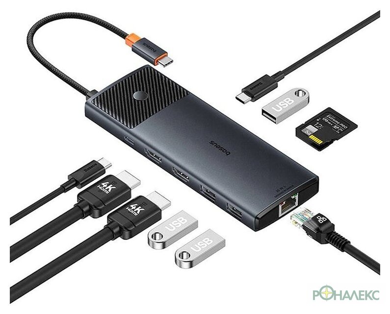 Док-станция Baseus Metal Gleam Series II 10-in1 USB Hub B00061800123-00 - фото
