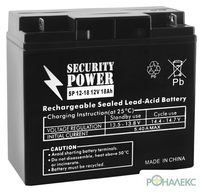 Аккумулятор для ИБП Security Power SP 12-18 (12В/18 А·ч) - фото