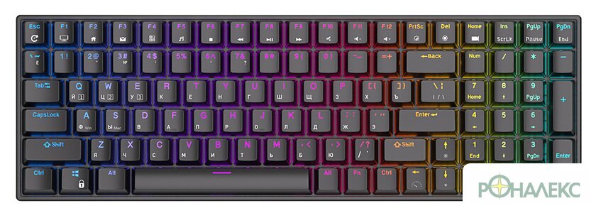 Клавиатура Royal Kludge RK100 RGB (черный, RK Red) - фото