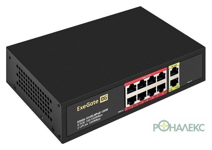 Неуправляемый коммутатор ExeGate EDGS-1010D.8PoE-120W - фото