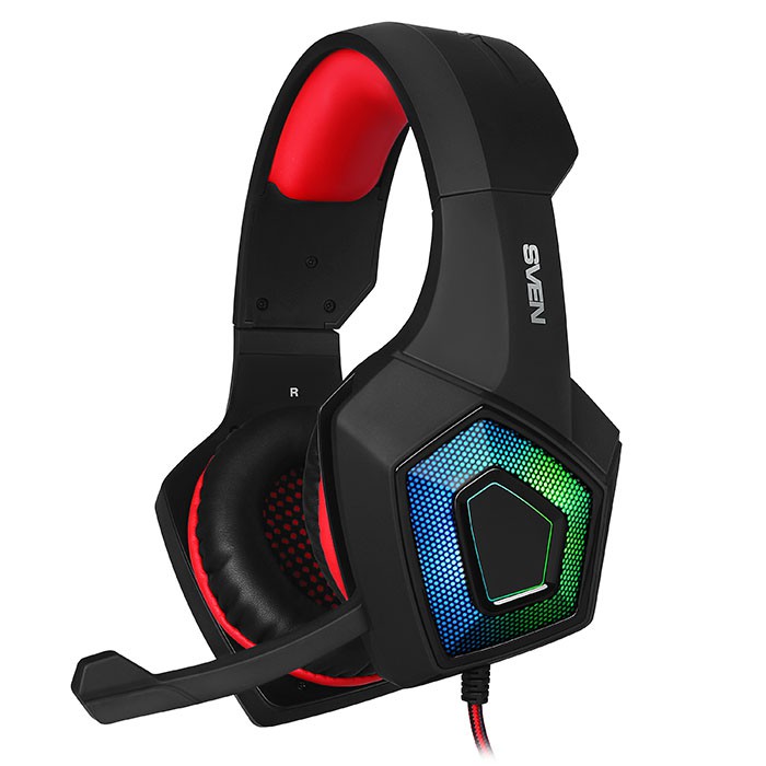 Наушники Sven AP-U880MV Black-Red (мониторные, закрытые, подсветка, 20-20000Гц, 32 Ом)- фото