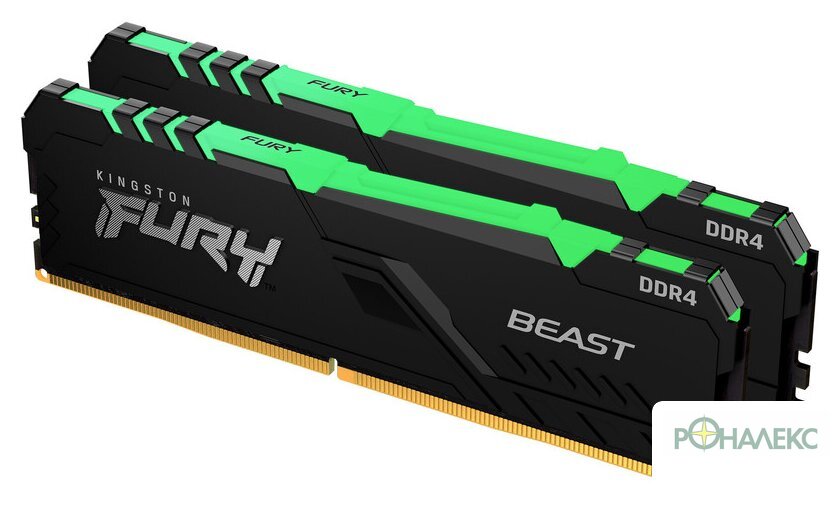 Оперативная память Kingston FURY Beast RGB 2x32ГБ DDR4 3200 МГц KF432C16BB2AK2/64 - фото