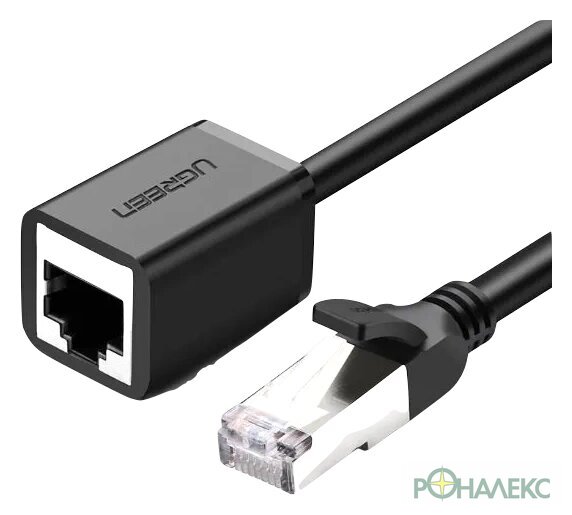 Удлинитель по витой паре Ugreen NW122 11279 RJ45 - RJ45 (1 м, черный) - фото