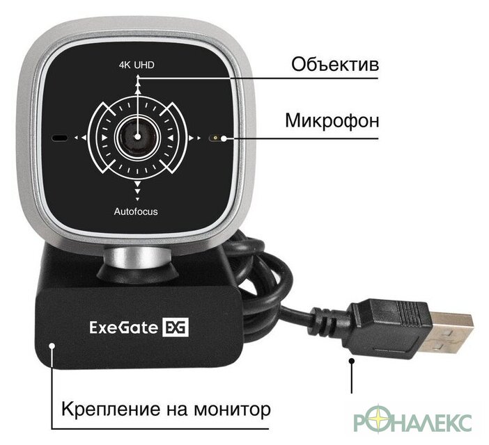 Веб-камера для видеоконференций ExeGate Stream MX 4K UHD AF EX300343RUS - фото4