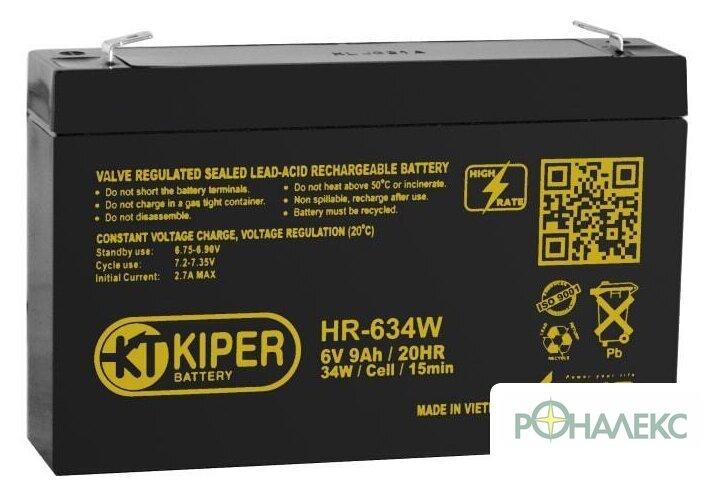 Аккумулятор для ИБП Kiper HR-634W (6В/9 А·ч) - фото