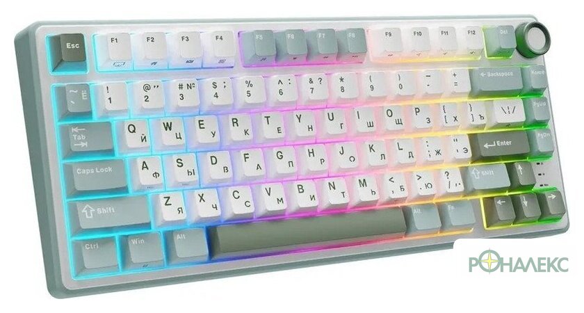 Клавиатура Royal Kludge R75 RGB Sky Cyan (RK Brown) - фото4
