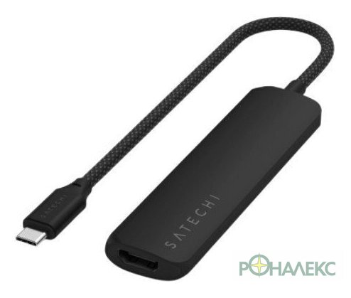 Док-станция Satechi 4-in-1 USB-C Slim Multiport Adapter 4K ST-P4SK (черный) - фото