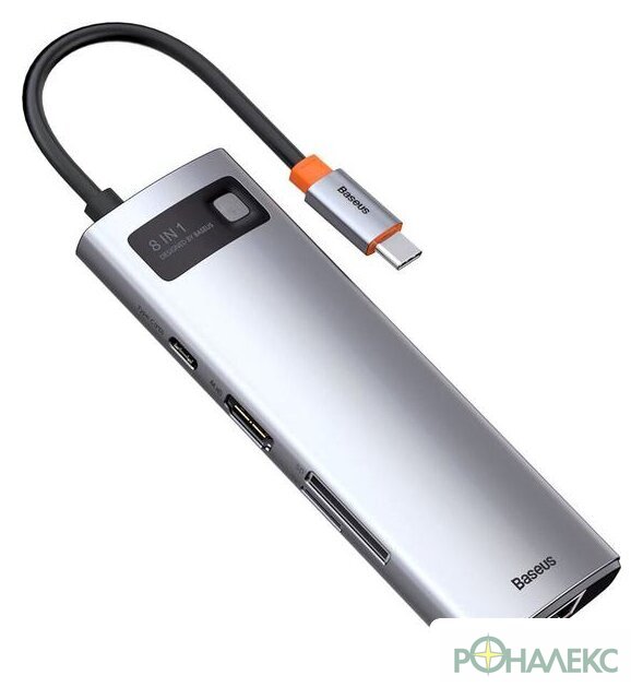 Док-станция Baseus Metal Gleam Series 8-in-1 Multifunctional Type-C HUB Docking Station CAHUB-CV0G - фото