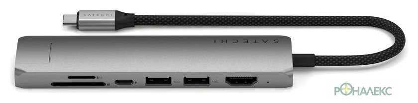 Док-станция Satechi 7-in-1 USB-C Slim Multiport Adapter with Ethernet ST-P7SM (серый) - фото2