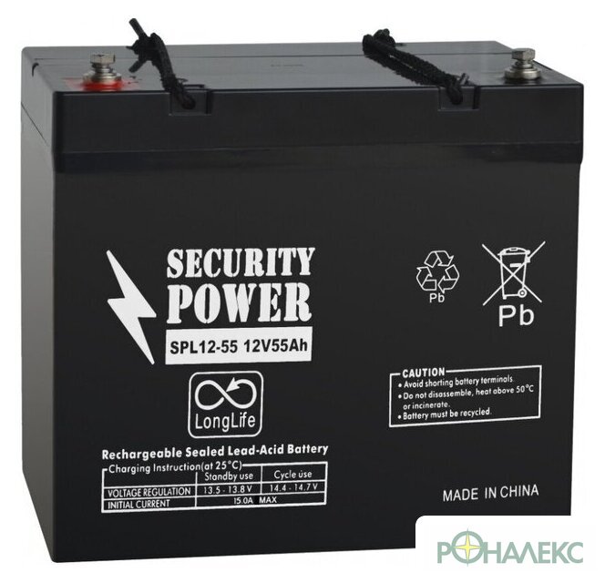 Аккумулятор для ИБП Security Power SPL 12-55 (12В/55 А·ч) - фото