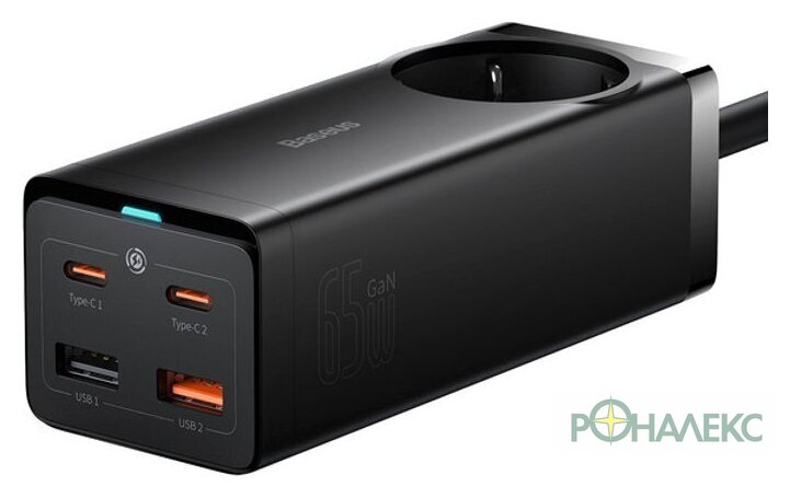 Сетевое зарядное Baseus GaN3 Pro Desktop Powerstrip AC+2U+2C 65W PSZM000901 - фото